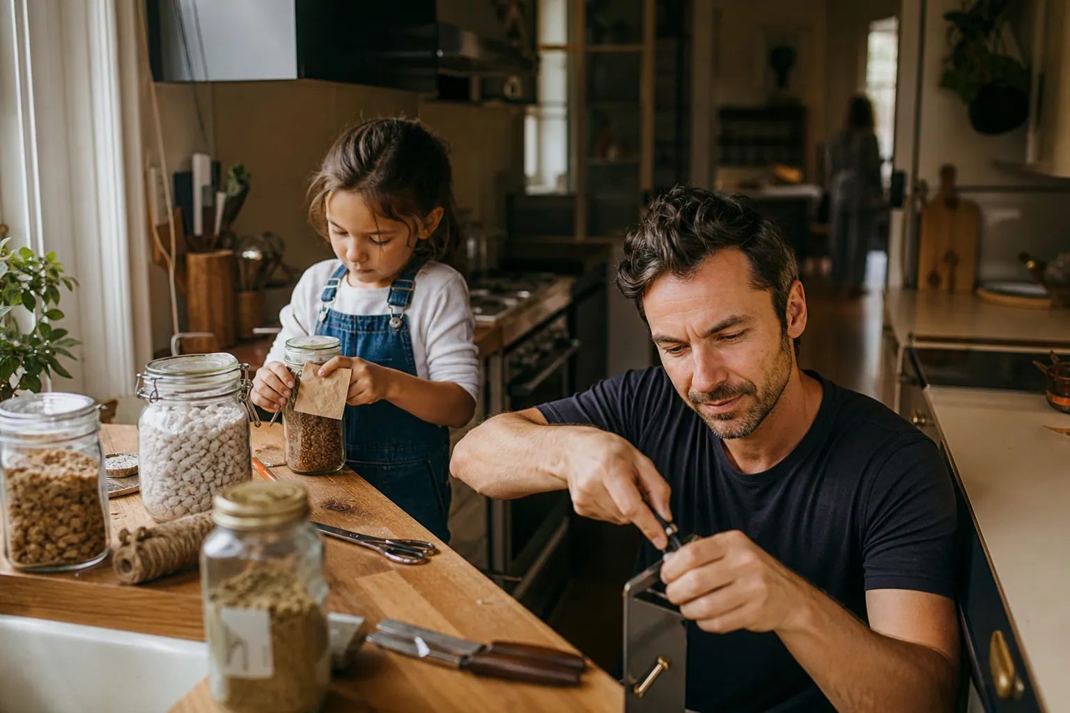 Une famille française relooke sa cuisine avec des gestes DIY simples et lumineux.