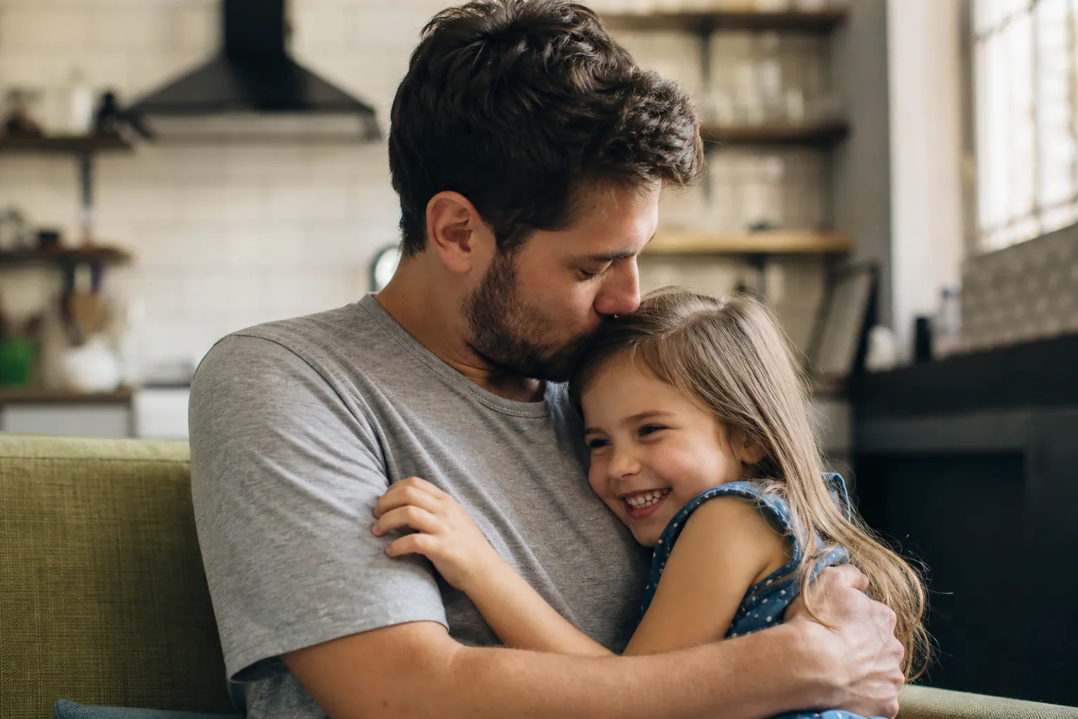 Une mère écoute sa fille inquiète devant son téléphone, à la maison.