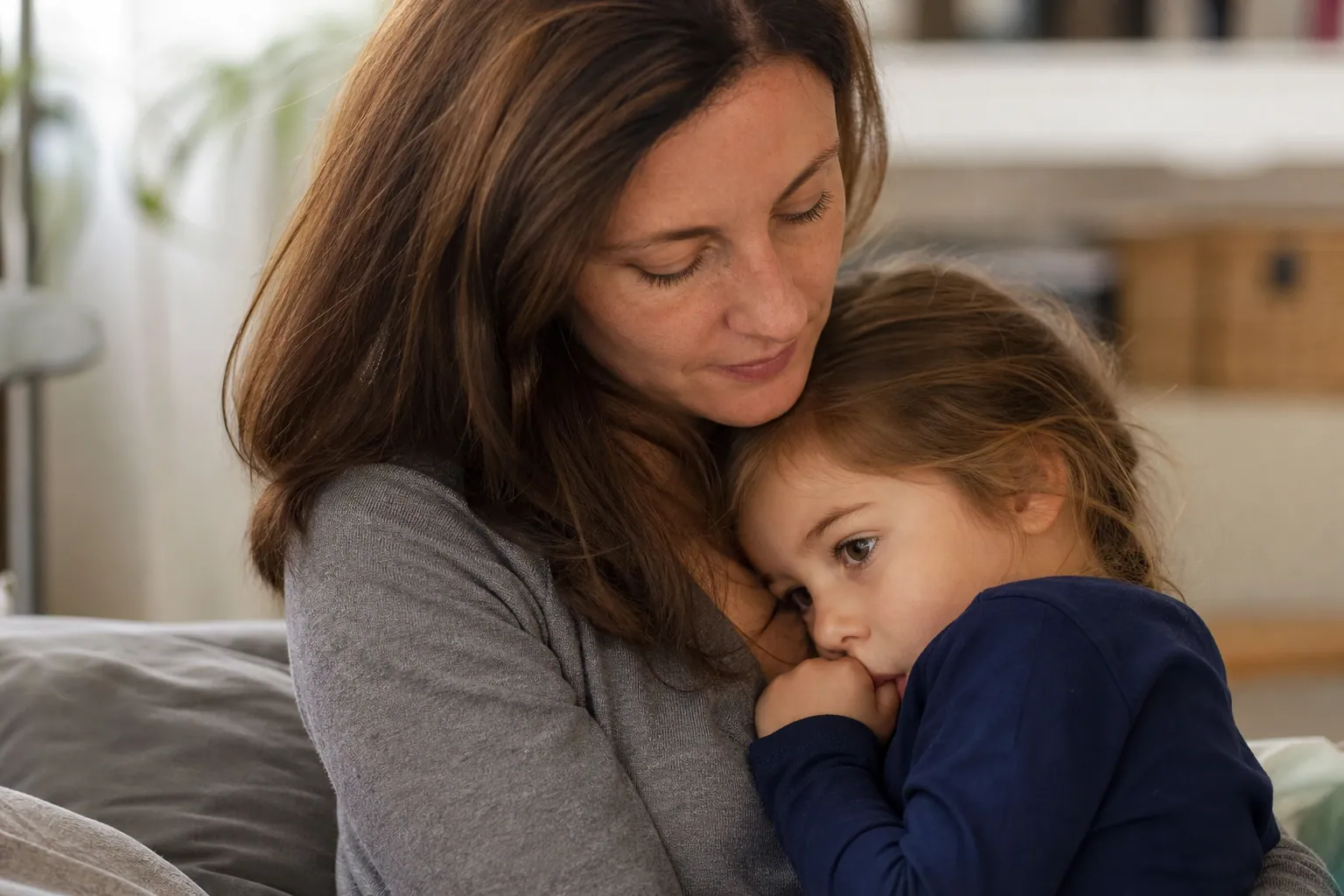 Parent peignant soigneusement les cheveux mouillés de son enfant pour retirer des poux.